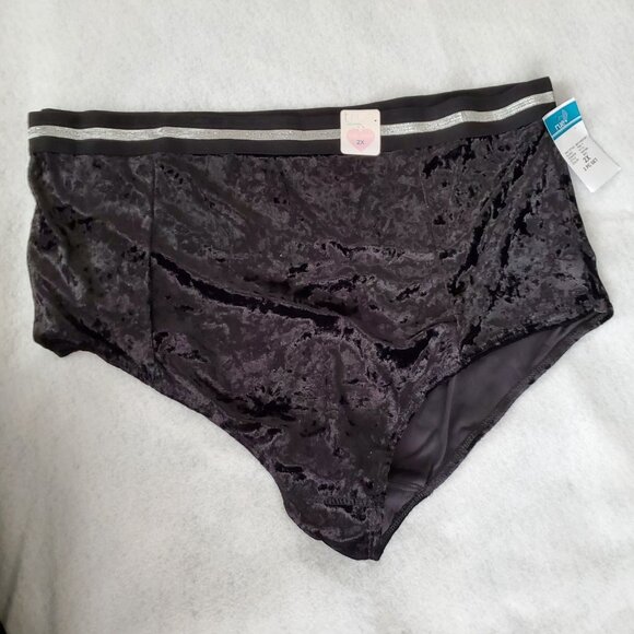 Panty & Bra Set 2X Black Velour Silver Trim Sexy rue21 - Picture 8 of 12